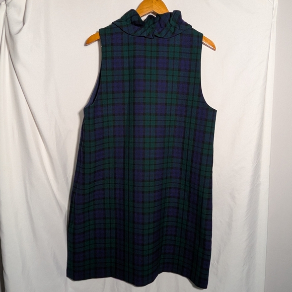 VINEYARD VINES |‎ Plaid Meredith Midi Dress Sleeveless Ruffle Neck Preppy Sz 16 - Picture 3 of 11